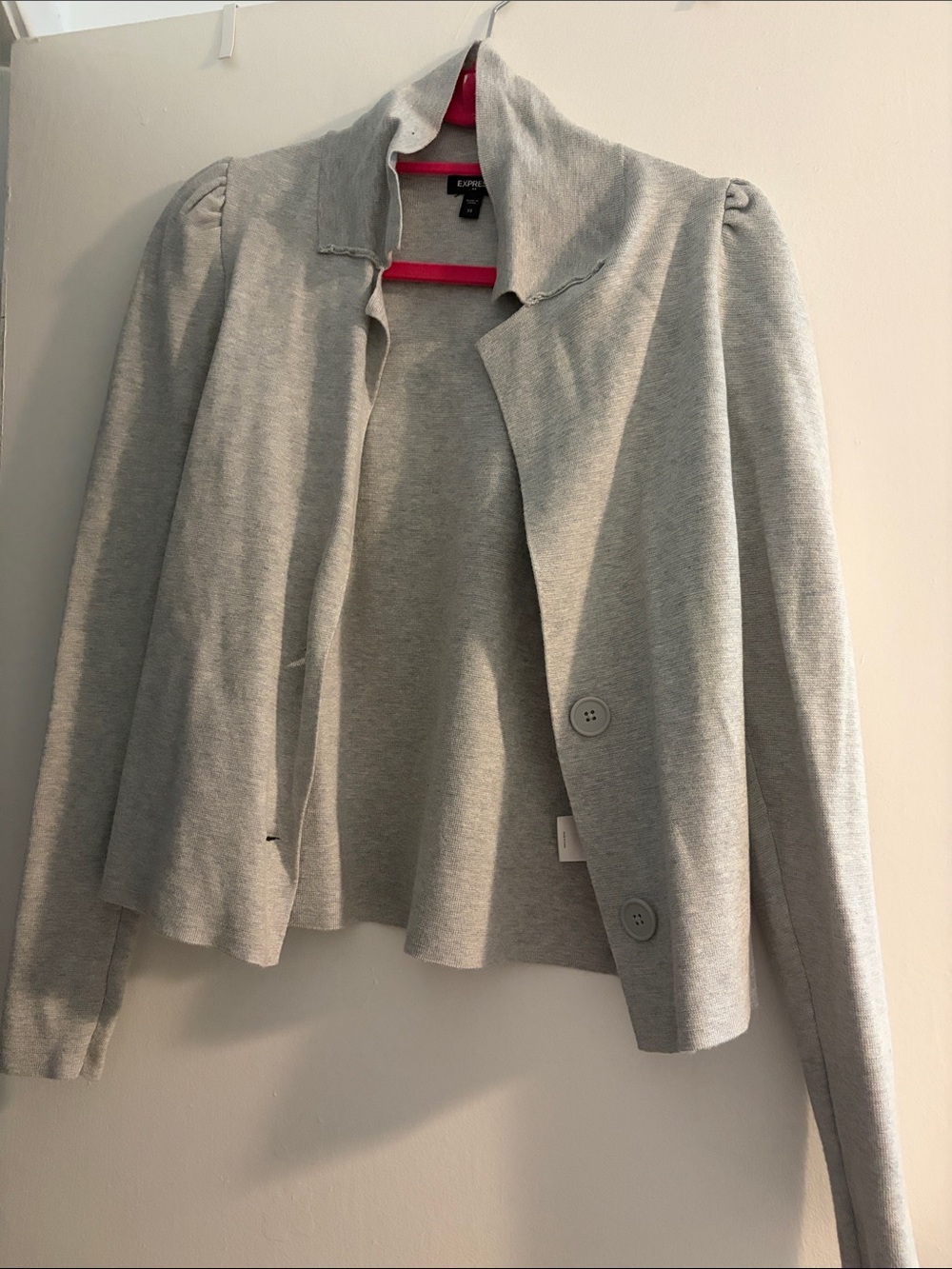 Express Light Gray Women’s Blazer - Tailored Open Front